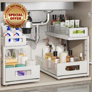 2 Pack Under Sink Organizer With Next-Gen Ball-Bearing Slides
