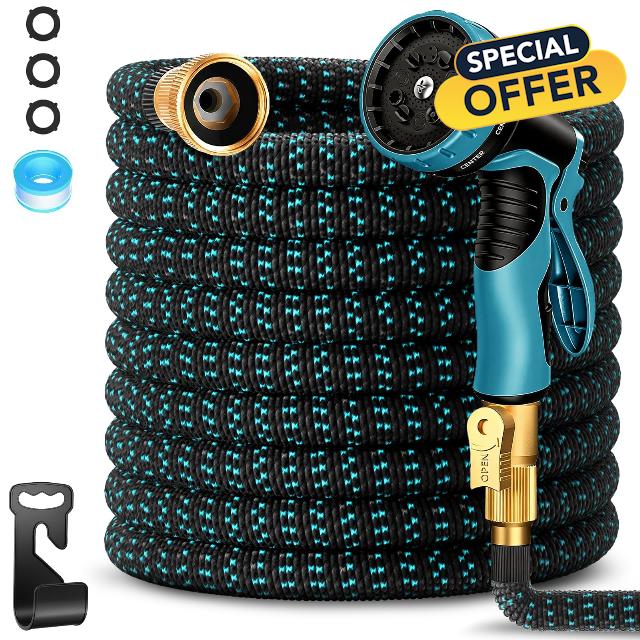 100 ft Expandable Garden Hose-2026 Upgraded Expanding Water Hose with 10 Function Nozzle