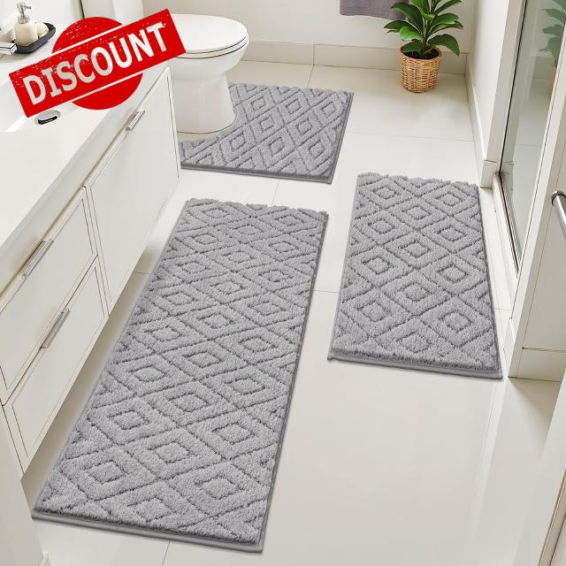 Bsmathom 3 Piece Bathroom Rug Sets