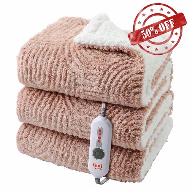 Heated Blanket Twin Size- 62"x84" Cozy Soft Jacquard Heating Blanket with 4 Heat Levels & 4 Hours Auto-Off