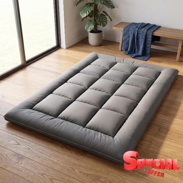 Japanese Floor Futon Mattress Twin Foldable Roll Up Sleep Pad for Guest                                                          5-Layer Modern Futon With High-Density memory foam
