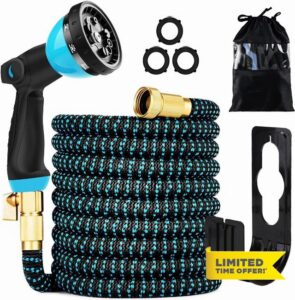 100 ft Expandable Garden Hose - Kink Free Flexible Water Hose with Thumb-Controlled 10-Function Nozzle
