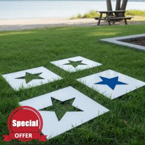 Cinnvoice 4 Pcs Large Star Stencil for Painting 12/15/18/20 Inch 4th of July Star Stencil for Yard and Lawn Reusable Plastic Templates for Walls Wood Fabric Glass DIY Art Crafts Home Deco