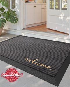 DEXI Front Door Mat Outside Entrance 24x36 Welcome Rubber Entry Doormat | Non Slip Outdoor Use Trap Dirt and Moisture Easy Clean Low Profile for Inside House Floor Entryway Exterior Patio