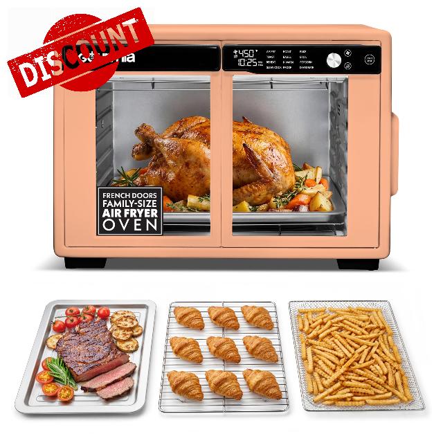 Gourmia French Door Air Fryer Oven - 37 Qt Large Capacity Convection Toaster Oven