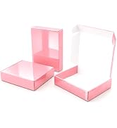 6x4x2 Boxes for Shipping Small Business, 50 Pack Cute Pink Mailer Boxes, Corrugated Shipping Boxe...