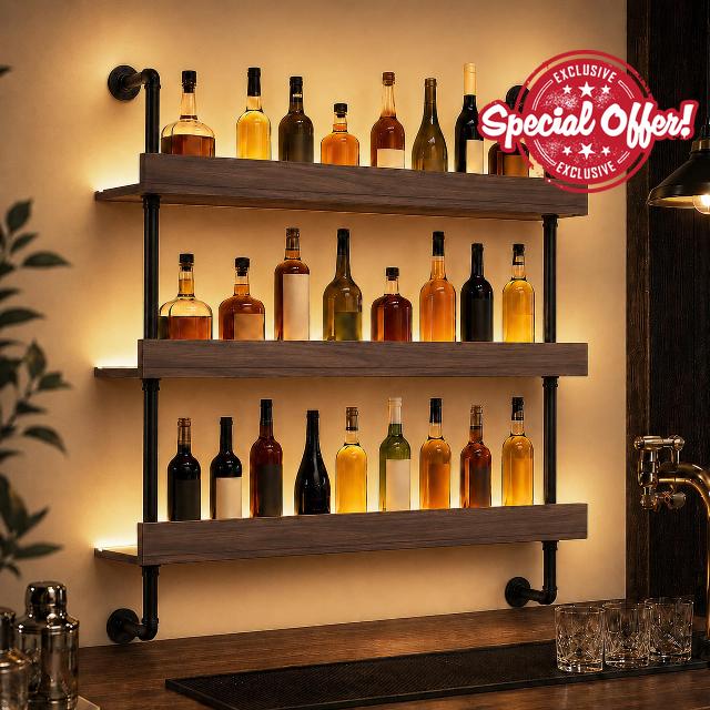 Wall Mounted Wine Rack with LED Light