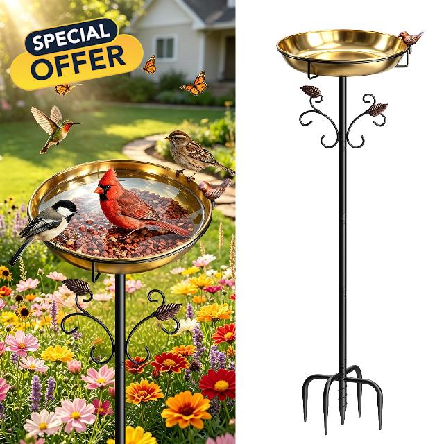 50" Tall Stainless Steel Bird Bath for Outside
