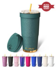 Frost Buddy Togo Buddy 30oz Tumbler - Stainless Steel (Emeraldglitz-one)                                                          Double-wall vacuum insulated | Spill-proof flip lid | 18/8 premium stainless steel | Cup-holder friendly