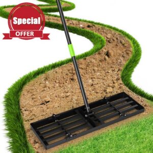 GARDTECH 30x10 Inch Lawn Leveling Rake Heavy Duty Adjustable Handle Yard Tool – Reinforced Steel Landscape Rake for Lawn Leveling