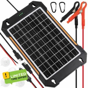 TBER Waterproof 12W 12V Solar Battery Charger & Maintainer Pro