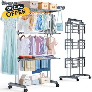 Upgraded 4-Tier Clothes Drying Rack