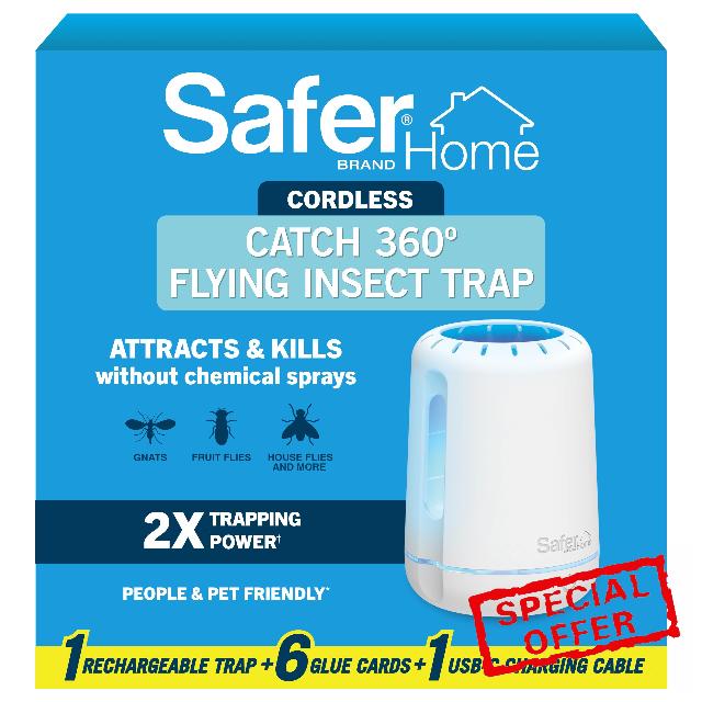 Safer Home Catch 360° Cordless Flying Insect Trap | UV LED Light