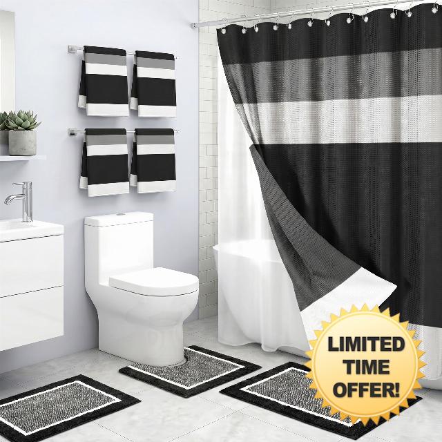Britimes Bathroom Sets with Shower Curtain and Rugs 8 Pcs