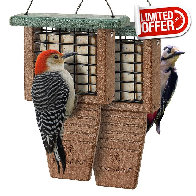 Kingsyard 2 Pack Suet Bird Feeder with Tail-Prop                                                          Recycled Poly Lumber Suet feeder