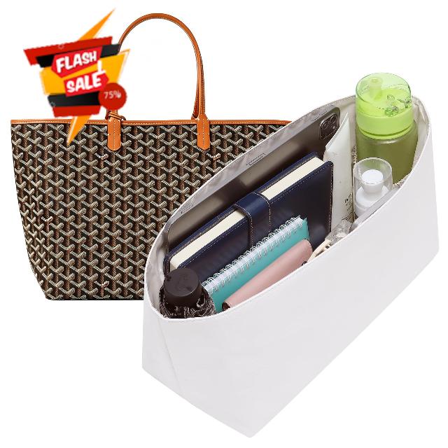 Doxo DuPontpaper Purse Organizer Insert for Goyard Saint Louis GM Tote Bag                                                          Waterproof Lightweight DupontPaper Bag Organizer with Elastic Cup Holder Zipper Pocket