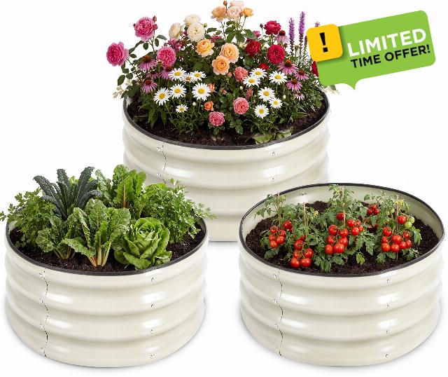 3 PCS Round Raised Garden Bed 2x2x1 ft
