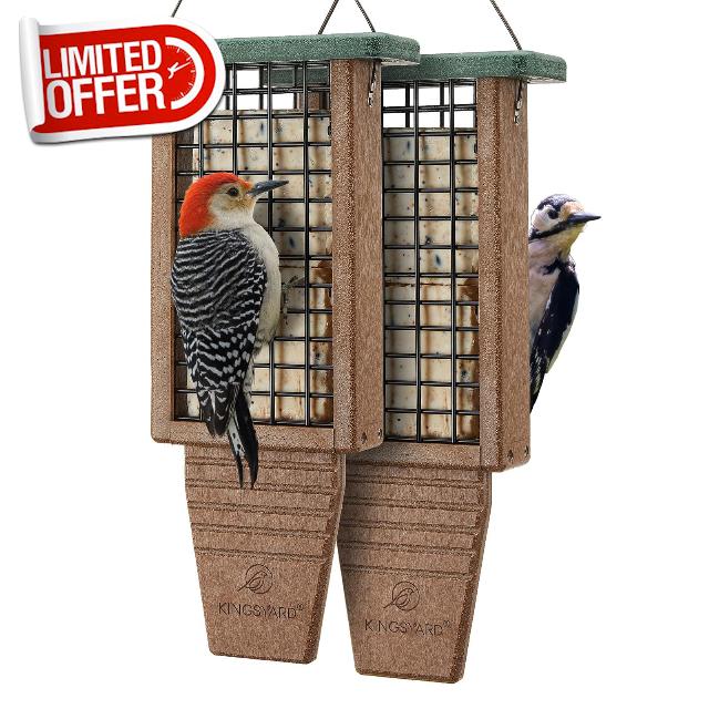 Kingsyard 2 Pack Double Tail-Prop Suet Bird Feeder                                                          Recycled Poly Lumber Suet feeder