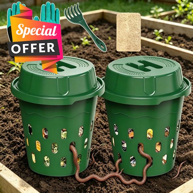 2-Pack 8L Outdoor In-Ground Garden Waste Bin