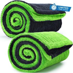 Boao 2 Pack Car Drying Towels 48"x24" Extra Large Microfiber Towels for Cars 1400gsm Super Absorbent Car Detailing Drying Towel Streak Free Lint Free No Water Spots Double-Twist Pile