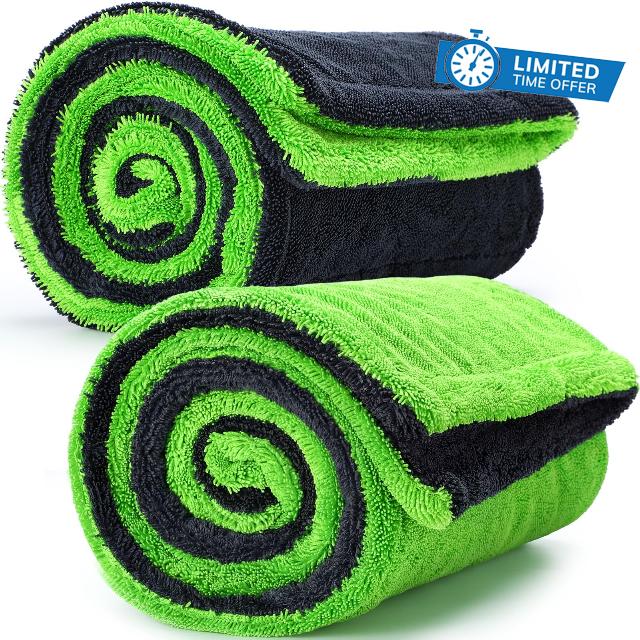 Boao 2 Pack Car Drying Towels 48"x24" Extra Large Microfiber Towels for Cars 1400gsm Super Absorbent Car Detailing Drying Towel Streak Free Lint Free No Water Spots Double-Twist Pile