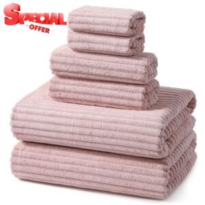 REDKISS Pink Microfiber Bath Towels Set 6 Piece - 70x35 Inches Oversized Bathroom Towels of 6 Large