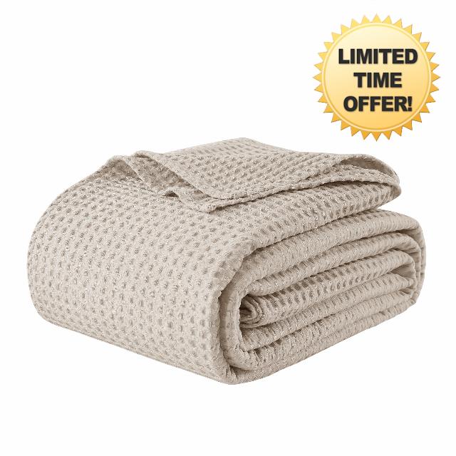 100% Egyptian Cotton Waffle Weave Blanket Queen Size for Bed