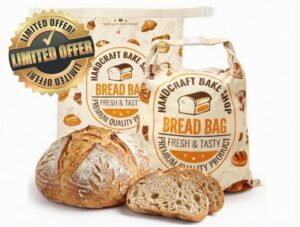 FWOAFTER 2 Pack Beeswax Bread Bags for Homemade Sourdough (13"x17") - Double Layer Cotton Lined Reusable Keeper - Breathable Buckle Closure for Artisan Loaves