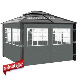 10'x12' Gazebo Privacy Curtains with PVC Windows