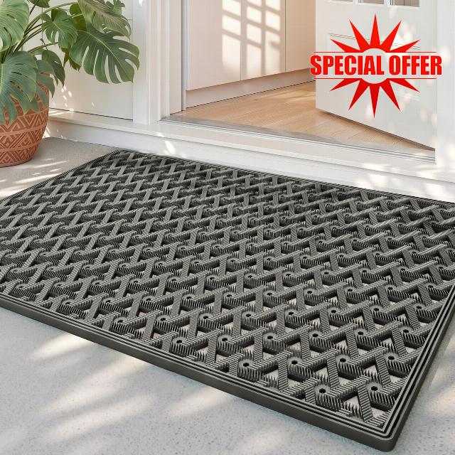 Front Door Mat Outside Entrance with Drainage