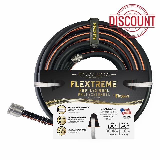 Flexon Flextreme Pro 5/8" x 100ft Performance Rubber Garden Hose – Heavy-Duty