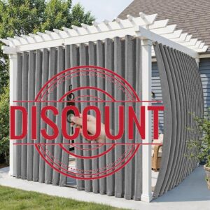 Arfntevss Linen Outdoor Curtains for Patio Waterproof with Zipper Blackout Curtains 2 Panels Top & Bottom Grommet Patio Outdoor Privacy Drape 84 Inch Long for Gazebo Porch Pergola (54x84