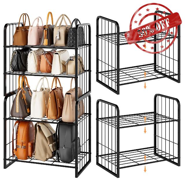 HapiRm Adjustable Purse Organizer for Closet - Purse Rack with Stackable & Separable Design