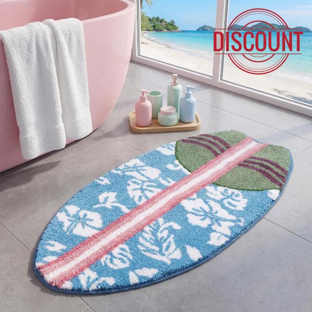 Tinideya Surfboard Beach Bathroom Rug
