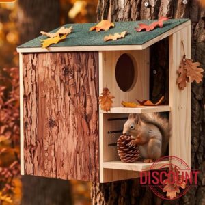 Yaocom 15.75" Tall Outdoor Large Wooden Squirrel House