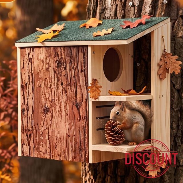 Yaocom 15.75" Tall Outdoor Large Wooden Squirrel House