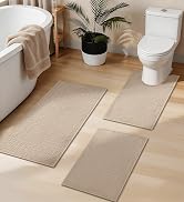 YIHOUSE Bathroom Rugs Mats Sets 3 Pieces Gray, Ultra Thin Bath Mat Absorbent Non Slip Bath Rugs f...
