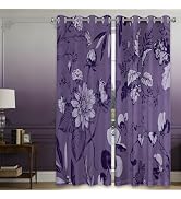soeeao Dark Gray Vintage Botanical Blackout Curtains Patterned Black and Charcoal Grey Floral Win...
