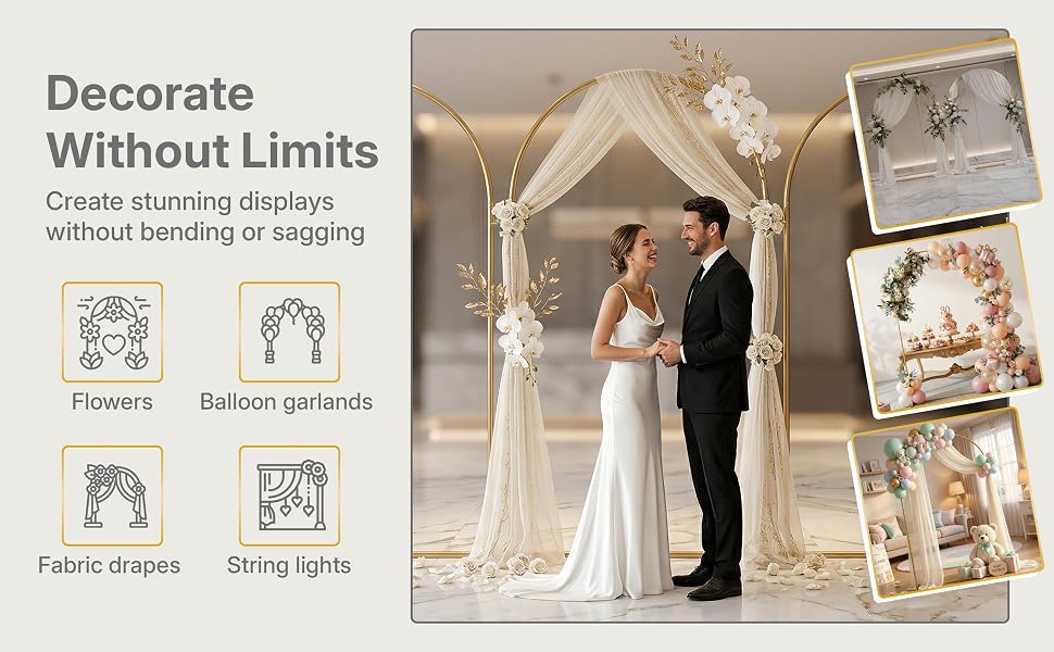 gold arch stand wedding arch stand arch backdrop stand 7.2ft 7.2ft arch stand