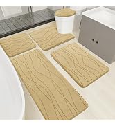 YIHOUSE Memory Foam Black Bathroom Rug Sets 5 Piece, Ultra Absorbent Bath Mat for Bathroom - Non-...