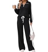 Trendy Queen Womens 2 Piece Lounge Matching Sets Fall Travel Comfy Outfits | Side Striped Pants &...
