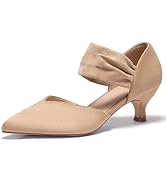 GotSoft Womens Low Kitten Heels Pointed Toe Slip on Pumps Ankle Strap Elegant Party Wedding Dress...