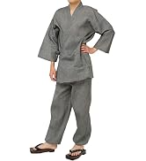 Y's factory Men’s Jinbei Set – 100% Cotton Shijira Weave, Traditional Japanese Summer Loungewear ...