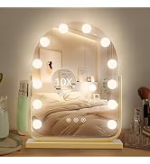 homtang Makeup Mirror with Lights-3 Modes,Smart Touch Control,Detachable 10X Magnification,15.7