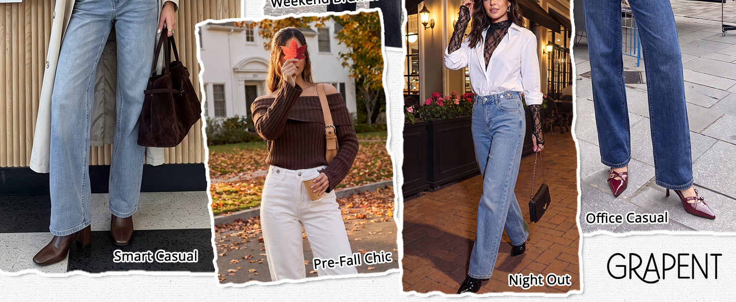 GRAPENT womens baggy jeans