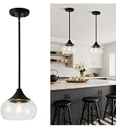 3 Pack Pendant Lights Kitchen Island, Modern Black Pendant Light Fixtures, Mini Chandelier Crysta...