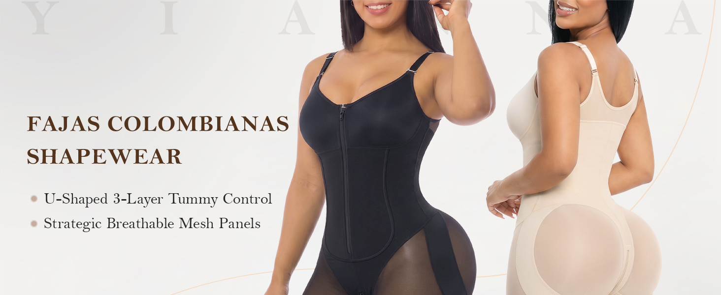 YIANNA Fajas Colombianas Shapewear for Women Tummy Control Full Body Shaper