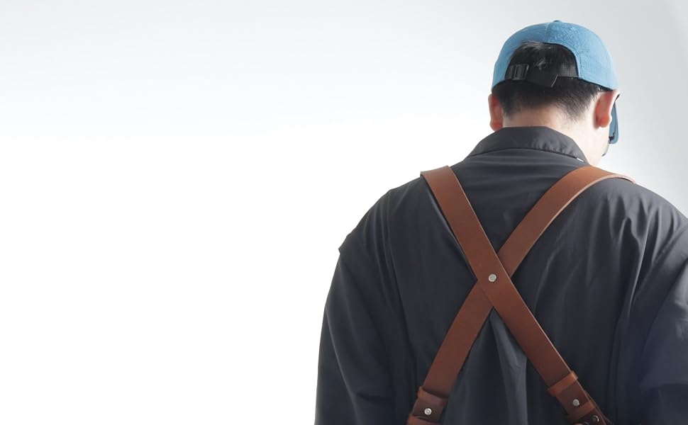 leather dual camera harness x-back design for photographers