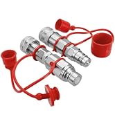 4Set 1/2" Ag ISO 5675 Hydraulic Quick Connect Tractor Couplers with Dust Caps Ball Valve, Ball Pi...