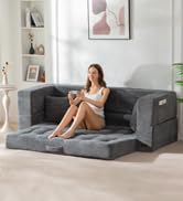 MAXYOYO Convertible Sofa Bed, Floor Sofa Couch with L-Shaped Backrest | Corded Tufted Floor Couch...